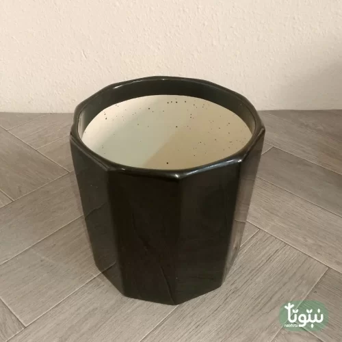 مراكن نباتات سيراميك اسود مضلع (3 مقاسات) 22