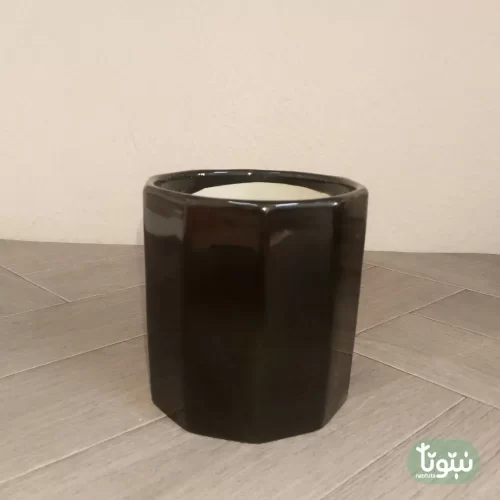 مراكن نباتات سيراميك اسود مضلع (3 مقاسات) 33
