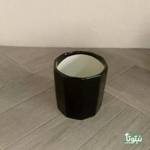 مراكن نباتات سيراميك اسود مضلع (3 مقاسات) 44
