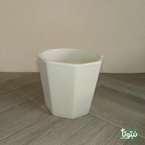 مراكن نباتات سيراميك ابيض مضلع (3 مقاسات) - صورة 2 - مراكن النباتات