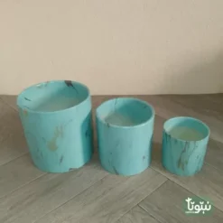 مراكن نباتات سيراميك تركواز (3 مقاسات) - مراكن نباتات سيراميك تركواز بلمسات رخامية أنيقة