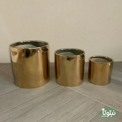 مراكن نباتات سيراميك ذهبي (3 مقاسات) - مراكن نباتات سيراميك ذهبي بتصميم أنيق ولمسة فاخرة